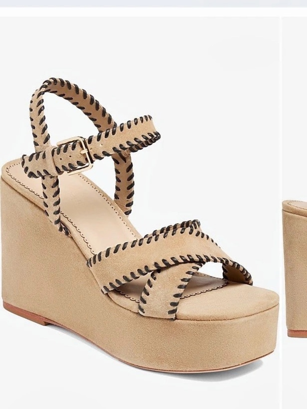 NEW Cinq à Sept Platform Wedge Sandal in Beige